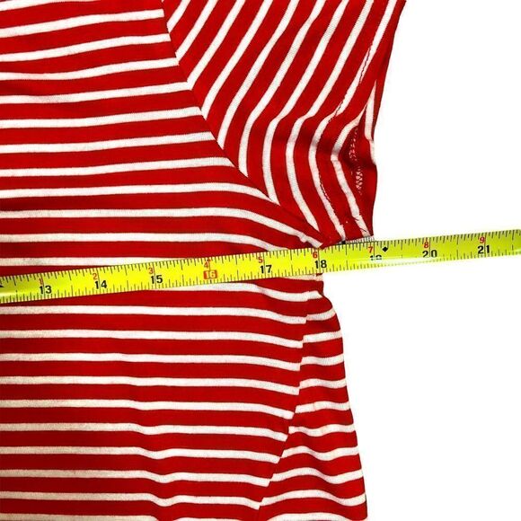 Olivia Rae Red and White Striped Short Sleeve Shirt With Side Tie, Size M - Picture 5 of 5